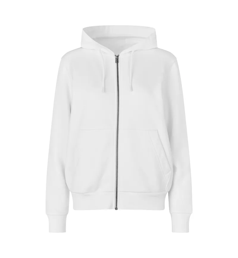 Bluza z kapturem | organic | zip | damska — White